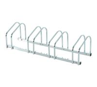 HOMCOM Rastrelliera Biciclette da Pavimento o Parete 110x33x27 cm Argento | Portabici da Terra, per 4 Biciclette, in Acciaio, Ruote Fino 65 mm