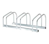 HOMCOM Rastrelliera Biciclette da Pavimento o Parete, Portabici da Terra per 3 Biciclette in Acciaio, Ruote Fino 55 mm, 70.5x33x27 cm, Argento