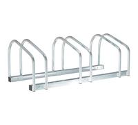HOMCOM Rastrelliera Biciclette da Pavimento o Parete, Portabici da Terra per 3 Biciclette in Acciaio, Ruote Fino 65 mm, 76x33x27 cm, Argento