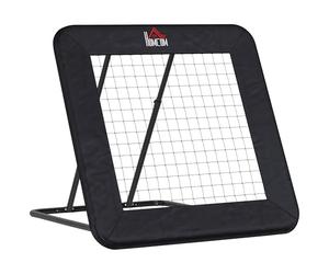 HOMCOM Rebounder Pieghevole e Regolabile da Esterno per Calcio, Baseball e Pallavolo, Rete da Calcio in PE, Metallo e Tessuto Oxford, 128x118x108-120 cm, Nero