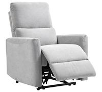 HOMCOM Recliner, reclinabile manualmente, con schienale e poggiapiedi regolabili, seduta imbottita, tessuto di lino, per camera da letto, soggiorno e home cinema, grigio chiaro