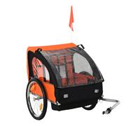 HOMCOM Rimorchio Bici Bambini 2 Posti con Cinture di Sicurezza e Copertura