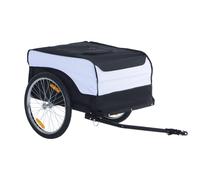 HOMCOM Rimorchio per Bici in Acciaio e Tessuto Oxford, Carico 40 kg, 140x77x65cm Nero e Bianco
