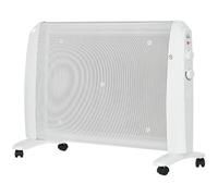 HOMCOM Riscaldatore Elettrico a Mica 1000W/2000W 4 Ruote, 15-20 m², Bianco | Termostato Regolabile, Stufetta Elettrica con 2 Modalità, Protezione da Surriscaldamento e Ribaltamento