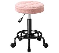 HOMCOM Rollhocker regolabile in altezza Drehhocker 55-66 cm Lavoro Rotelle girevoli 360° Ø50 x 50-66 cm Rosa Aosom Italy