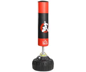 HOMCOM Sacco Boxe da Terra con Supporto, Allenamento Professionale, Nero e Rosso