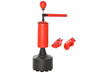 HOMCOM Sacco da Boxe ad Altezza Regolabile con Punching Ball e Base Riempibile, 88x48x155-205 cm, Rosso e Nero Aosom