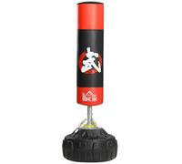HOMCOM Sacco da Boxe da Terra Adulti con 10 Ventose 180 cm Nero e Rosso