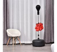 HOMCOM sacco da boxe in piedi con guanti da 136-154cm regolabili in altezza rosso Red