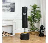 Homcom Sacco da boxe in piedi per adulti 170 cm Altezza regolabile in 3 livelli Palla da boxe con base ricaricabile di sabbia 45 kg o acqua 30 kg per palestra di casa Nero