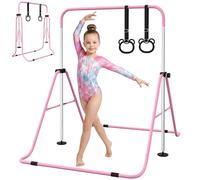 HOMCOM Sbarra Ginnastica Artistica da Casa Pieghevole per Bambini 3+, Rosa