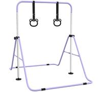 HOMCOM Sbarra Ginnastica Artistica per Bambini ad Altezza Regolabile con 2 Anelli, in Acciaio, 148x105x88-128 cm, Viola Aosom Italy