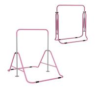 HOMCOM Sbarra per Trazioni Pieghevole 154x106.2x88.5-128.5cm Rosa | Per Bambini 3-8 Anni, Sbarra Ginnastica, Altezze Regolabili in 5 Posizioni, Struttura in Acciaio