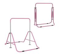 HOMCOM Sbarra per Trazioni Pieghevole per Bambini 3-8 Anni, Sbarra Ginnastica con Altezze Regolabili in 5 Posizioni e Struttura in Acciaio, 154x106.2x88.5-128.5cm, Rosa