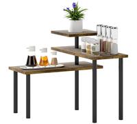 HOMCOM Scaffalatura Cucina a 3 Ripiani Girevoli Legno e Acciaio Marrone Rustico