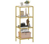 HOMCOM Scaffalatura in Metallo e Vetro a 4 Livelli Minimal 40x30x96.5 cm Oro