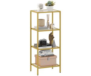 HOMCOM Scaffalatura in Metallo e Vetro a 4 Livelli Minimal 40x30x96.5 cm Oro
