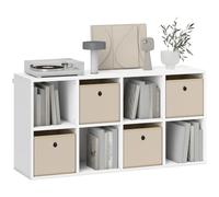 HOMCOM Scaffale 8 Cubi 4 Cassetti Tessuto 105.9x30x53.7 cm Bianco e Beige | Libreria, orizzontale o verticale, per soggiorno, camera da letto, studio.