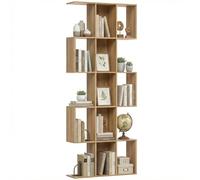 HOMCOM Scaffale a 5 ripiani, libreria stretta, libreria a forma di S, per soggiorno, camera da letto, studio, ufficio, 80x24x200 cm, rovere