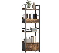 HOMCOM Scaffale industriale 6 livelli, 60x30x176 cm, Marrone Ruggine | 4 ripiani, 3 cassetti in tessuto, ampio scaffale, portapiante, per soggiorno, home office, camera da letto