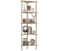 HOMCOM Scaffale Angolare in Bambù, 41.5x21.5x114 cm Legno Naturale