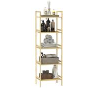 HOMCOM Scaffale Bagno 5 Ripiani Regolabili in Altezza Legno Naturale