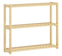 HOMCOM Scaffale da Bagno a 3 Ripiani Regolabili in 5 Livelli, Mobile Contenitore in Bambù a Parete o a Terra, per Cucina, Soggiorno e Bagno, 60x15x50 cm, Color Legno