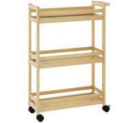 HOMCOM Scaffale Bagno Stretto a 3 Ripiani in Bambù, Carrello Portaoggetti Salvas