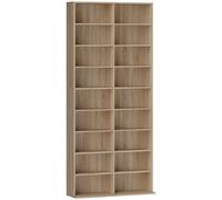 HOMCOM Scaffale CD/DVD 9 livelli con 18 scomparti e ripiani regolabili, Legno naturale Aosom Italy