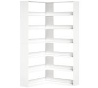 HOMCOM Scaffale con 7 Ripiani, Scaffale Angolare a L con Protezione Posteriore Antiscivolo, Bianco Effetto Legno Aosom Italy