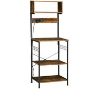 HOMCOM Scaffale Cucina con Multipresa, Ripiani e Ganci Stile Industriale