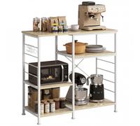 HOMCOM Scaffale Cucina con Ripiani in Legno e Metallo, Rovere