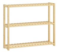 HOMCOM Scaffale da Bagno a 3 Ripiani Regolabili in 5 Livelli, Mobile Contenitore in Bambù a Parete o a Terra, per Cucina, Soggiorno e Bagno, 60x15x50 cm, Color Legno