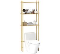 HOMCOM Scaffale da Bagno Sopra WC a 3 Ripiani Salvaspazio Colore Naturale