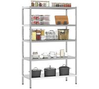 HOMCOM Scaffale da Cucina a 5 Livelli Regolabili su 13 Altezze Diverse, Scaffale Portaoggetti in Acciaio Inox 201, per Spezie, Pentole e Padelle, 91x40x139 cm, Argento