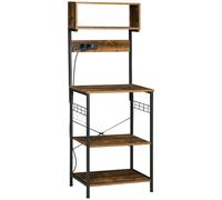 Homcom Scaffale da cucina con presa di corrente 60X42X153 cm Marrone rustico