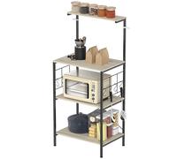 HomCom Scaffale da Cucina Stile Industriale 4 livelli, 8 ganci, pannelli a rete – Rovere