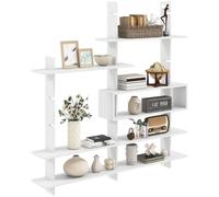 HOMCOM Scaffale da parete, libreria geometrica con 4 ripiani e scomparto centrale rettangolare, scaffali decorativi per soggiorno o camera da letto, bianco