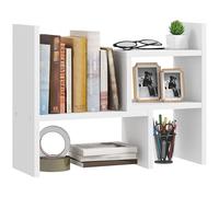 HOMCOM Scaffale da scrivania modulare, organizzatore da scrivania multifunzionale, scaffale da scrivania su scrivania in legno bianco a 2 pezzi