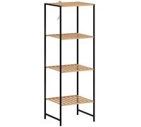 HOMCOM Scaffale da Terra per Bagno in Bambù e Acciaio, con 4 Ripiani, Libreria a 4 Livelli, 36,5x33x110 cm, Legno Naturale Aosom Italy