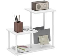 HOMCOM Scaffale effetto legno Libreria a 3 livelli in stile moderno con struttura in metallo Scaffale per scrivania ufficio cucina 40x20x34,5 cm Bianco