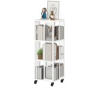 HOMCOM Scaffale Libreria a 3/4 Ripiani in Metallo con Ruote, Bianco