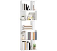 HOMCOM Scaffale Libreria a 5 Ripiani Suddivisi Bianco | Libreria Salvaspazio a Forma di S, Scaffale Divisorio, per Soggiorno Camera da Letto e Ufficio, 60x24x184.5 cm