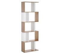 HOMCOM Scaffale Libreria a 5 Ripiani Suddivisi Color Legno e Bianco