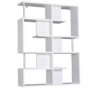 HOMCOM - Scaffale Libreria Ad S Con 5 Ripiani In Legno Bianco 120 X 28.6 X 160 Cm