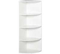 HOMCOM Scaffale Libreria Angolo a 4Ripiani, a ventaglio garantisce, a Muro e Parete, Legno particellare da 15mm, 39.5x39.5x120cm Bianco Aosom Italy