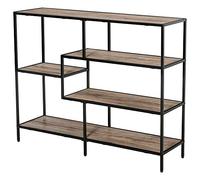 HOMCOM Scaffale Libreria Asimmetrica in Stile Industriale, in Legno e Metallo Nero, 120x32x95cm