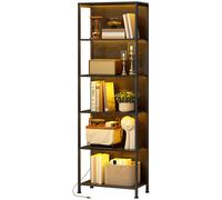 HOMCOM Scaffale Libreria Industriale a 5 Livelli con Illuminazione LED Nero