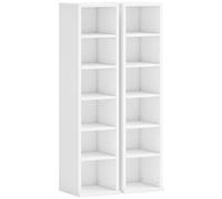 HOMCOM Scaffale per 204 CD, Set da 2 Colonne per Blu-Ray e Libri con Ripiani Regolabili, Bianco Aosom Italy