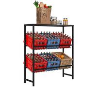 HOMCOM Scaffale per 6 casse di bevande, autoportante, con ripiano regolabile, 3 livelli, con protezione antiscivolo, 103 x 33 x 113,5 cm, in acciaio, nero